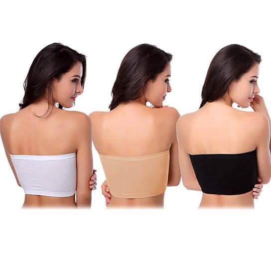3-Pack: Women's Seamless Strapless Bandeau Crop Tube Top Bra Padded Bralettes Women's Clothing - DailySale