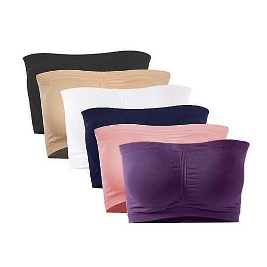 3-Pack: Women's Seamless Strapless Bandeau Crop Tube Top Bra Padded Bralettes Women's Clothing - DailySale