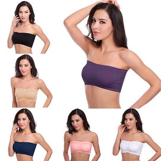 3-Pack: Women's Seamless Strapless Bandeau Crop Tube Top Bra Padded Bralettes Women's Clothing - DailySale