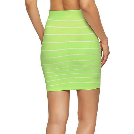 3-Pack: Women's Striped Seamless Microfiber Slim Nylon Pull-On Closure Mini Skirts Women's Bottoms - DailySale