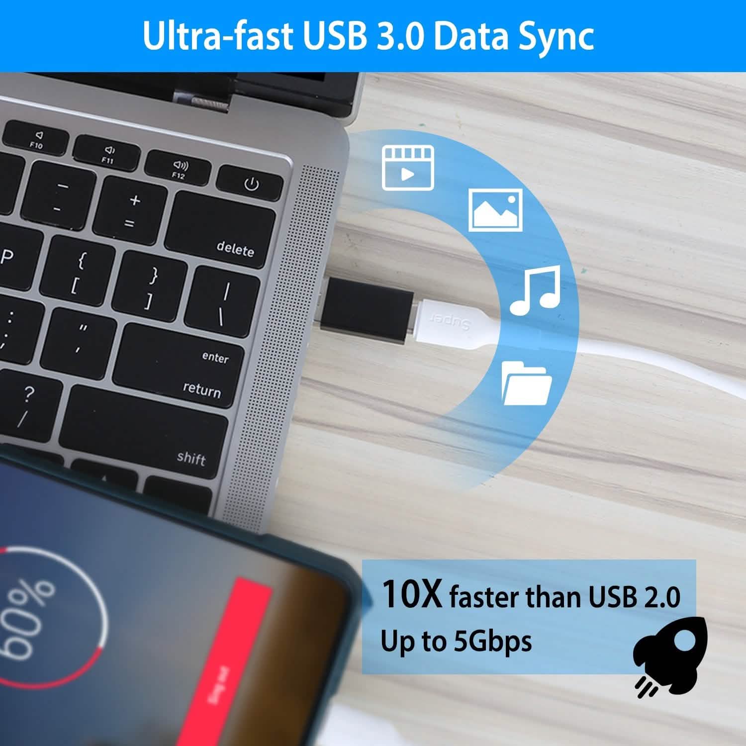 3-Packs: USB Type-C Male to USB A 3.0 OTG Male Port Converter Computer Accessories - DailySale