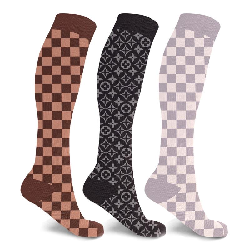 3-Pairs: Designer Inspired Knee High Compression Socks Wellness & Fitness L/XL - DailySale
