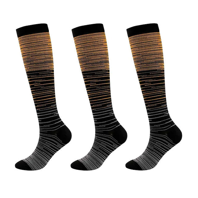 3-Pairs: Gradient Compression Socks Wellness Brown M - DailySale
