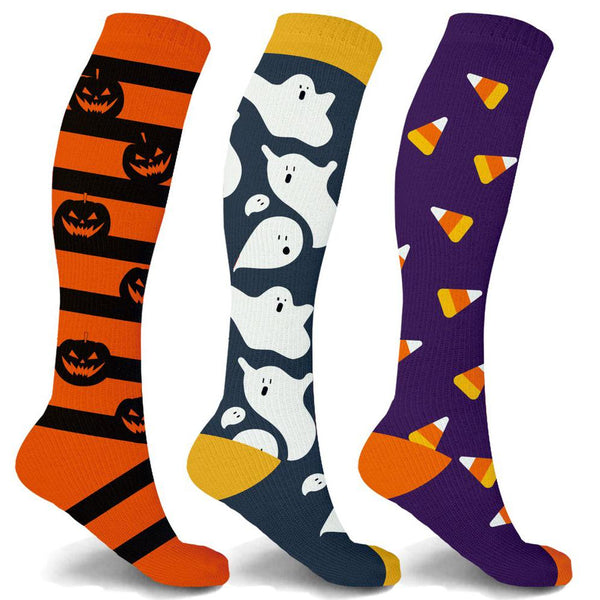 3-Pairs: Halloween Fun Knee High Compression Socks Men's Accessories S/M Set 1 - DailySale