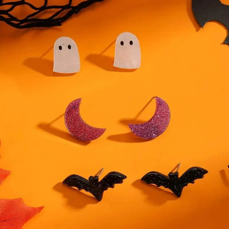 3-Pairs: Retro Halloween Earrings Holiday Decor & Apparel - DailySale
