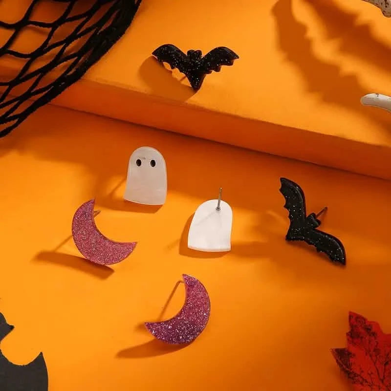 3-Pairs: Retro Halloween Earrings Holiday Decor & Apparel - DailySale