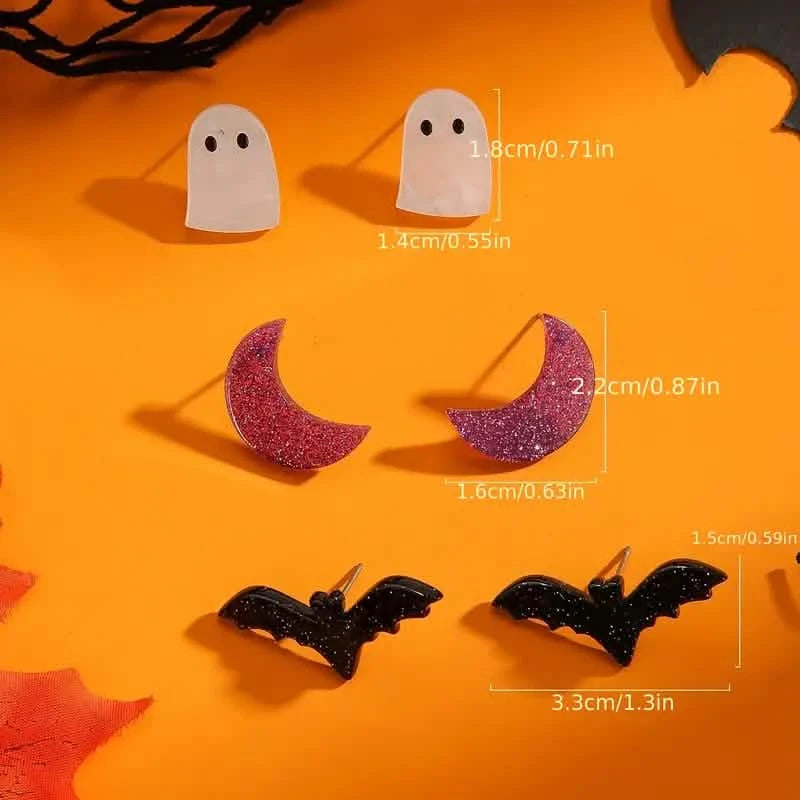 3-Pairs: Retro Halloween Earrings Holiday Decor & Apparel - DailySale