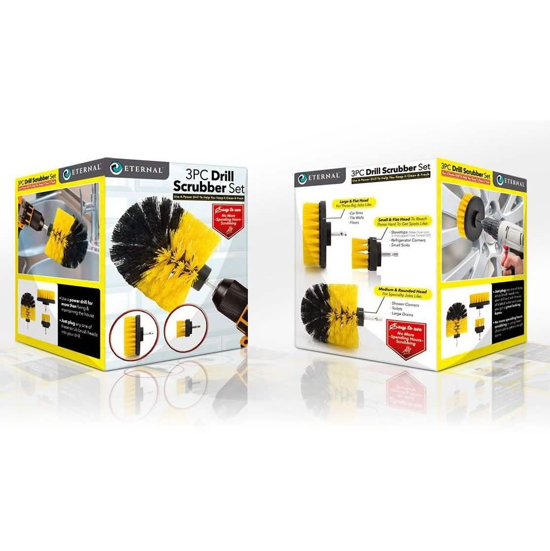 3-Piece: All Purpose Power Scrubber Drill Cleaning Brush Kit Home Essentials - DailySale