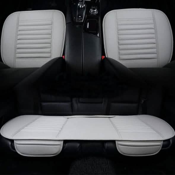 3-Piece: Breathable Bamboo PU Leather Car Seat Cover Automotive Gray - DailySale