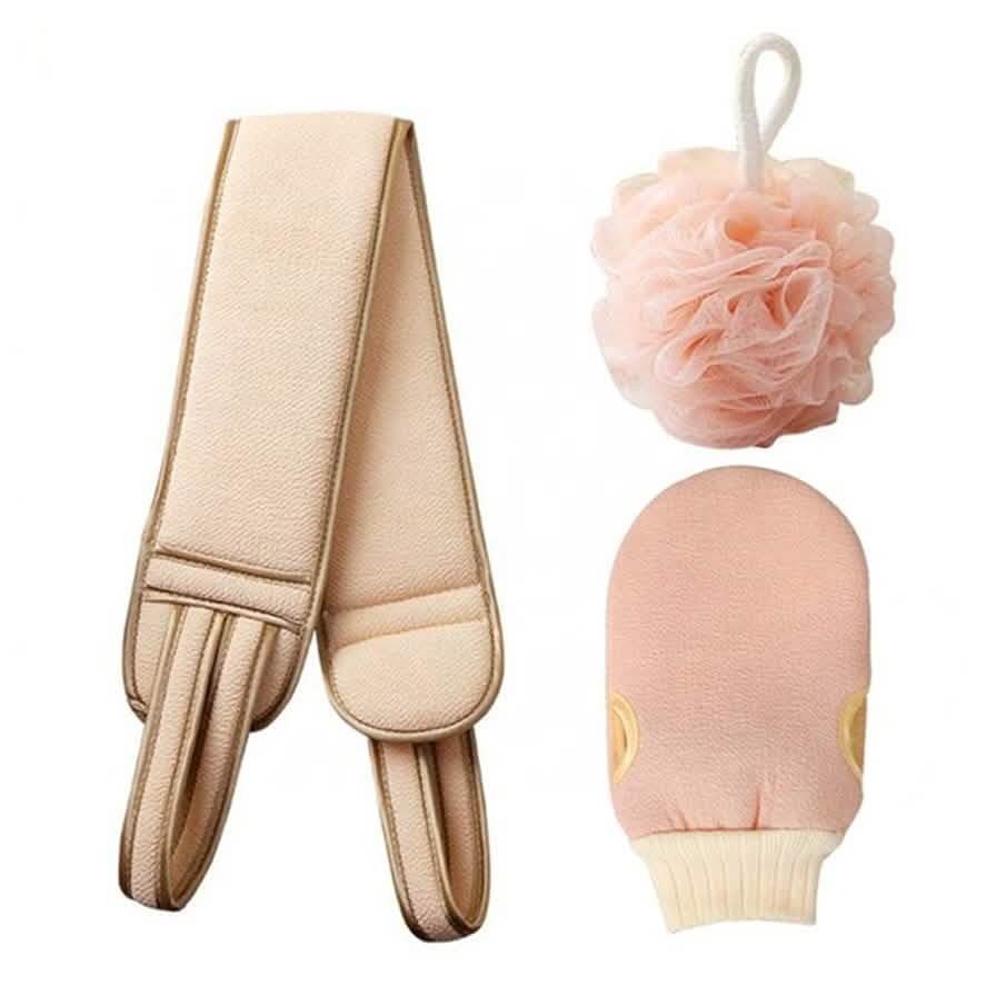 3-Piece: Exfoliating Bath Set Bath Pink - DailySale