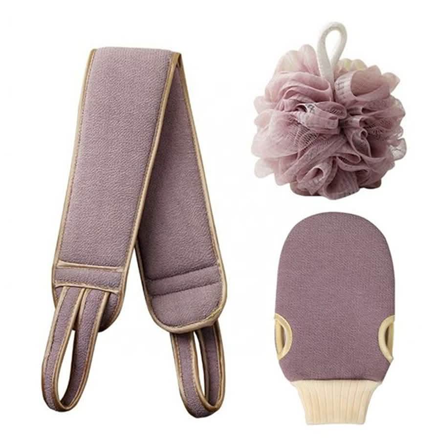 3-Piece: Exfoliating Bath Set Bath Purple - DailySale