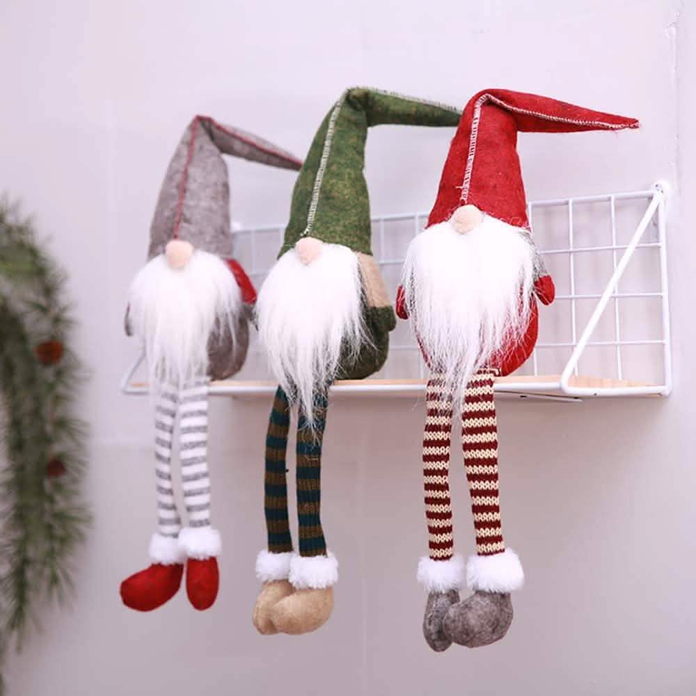 3 Piece: Handmade Sitting Long-Legged Christmas Elf Bottle Decoration Set Holiday Decor & Apparel - DailySale