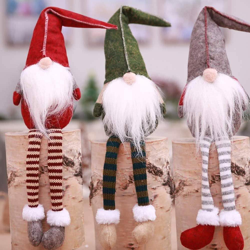 3 Piece: Handmade Sitting Long-Legged Christmas Elf Bottle Decoration Set Holiday Decor & Apparel - DailySale