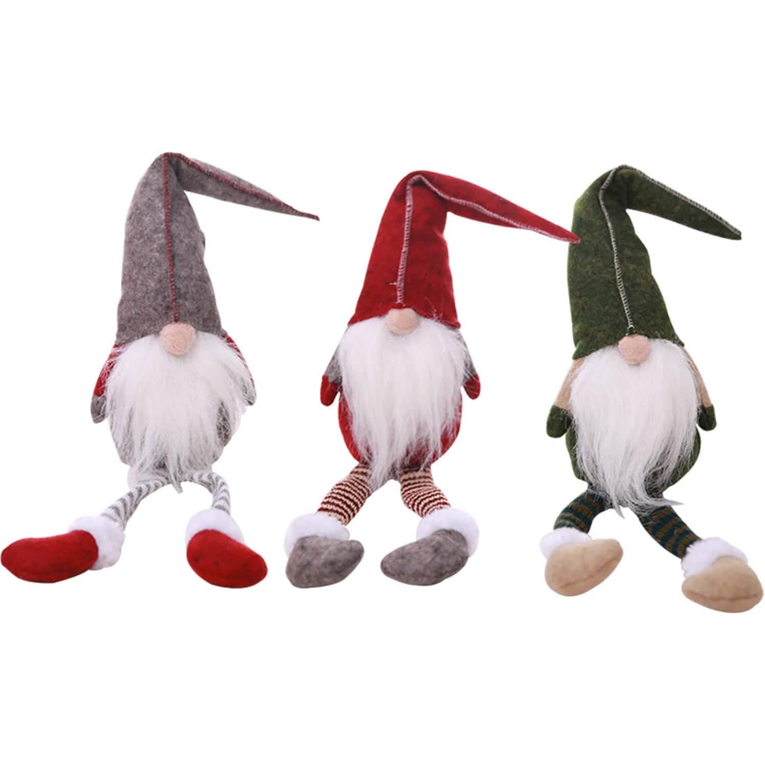 3 Piece: Handmade Sitting Long-Legged Christmas Elf Bottle Decoration Set Holiday Decor & Apparel - DailySale