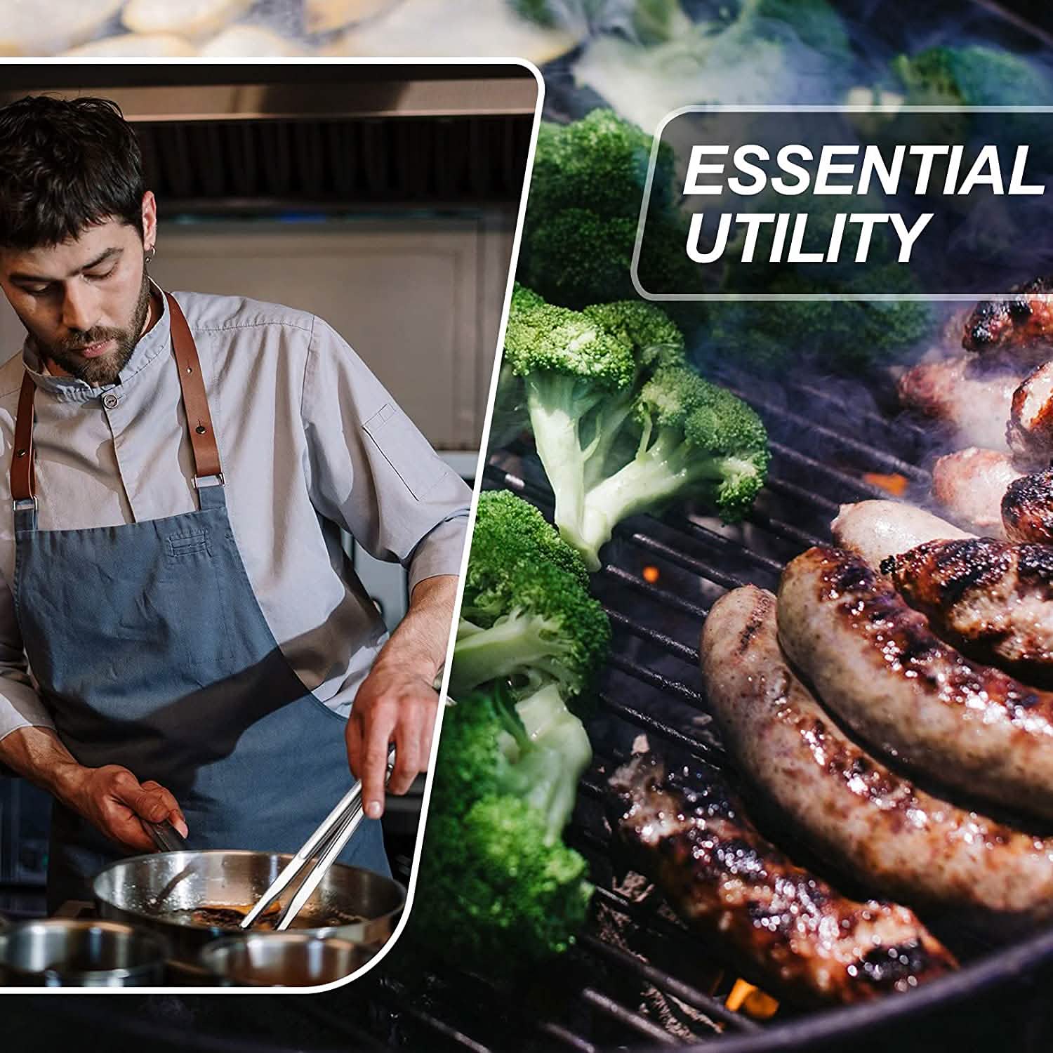 3-Piece: Heavy-Duty BBQ Grilling Stainless Steel Spatula Fork and Tongs Kitchen Tools & Gadgets - DailySale