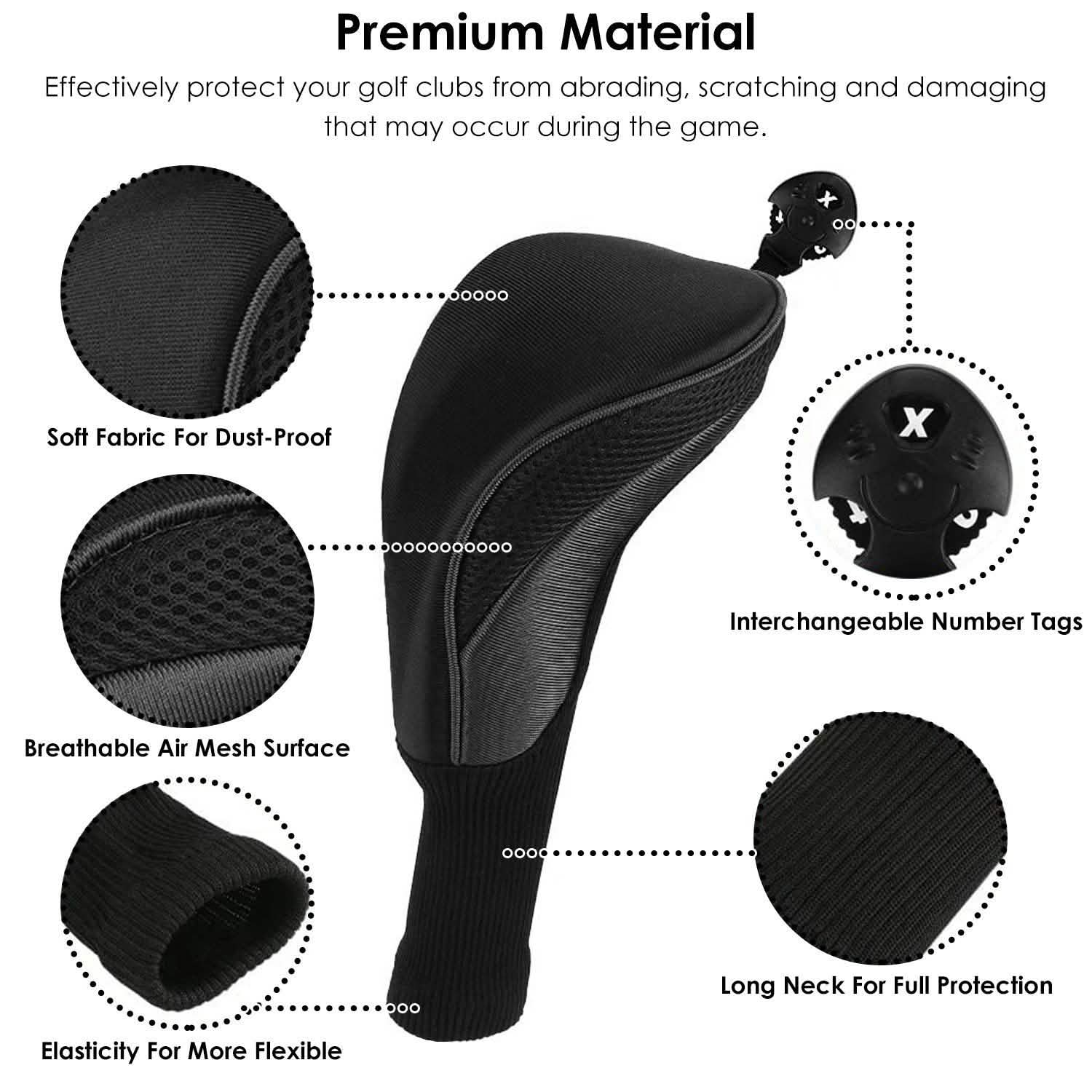 3-Piece: Long Neck Mesh Golf Club Head Cover Sports & Outdoors - DailySale