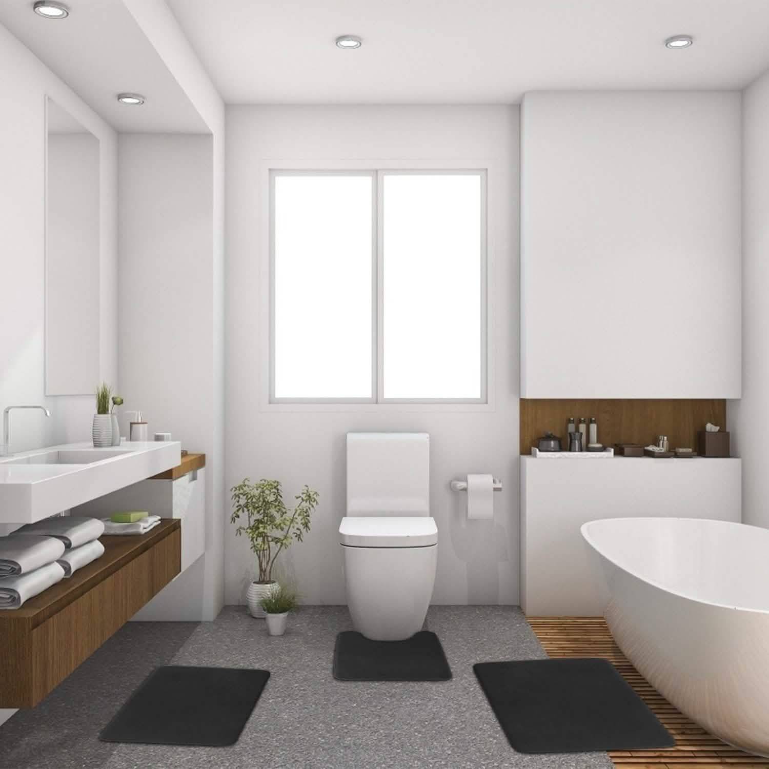 3-Piece Set: Bathroom Rug Set Plush Velvet Bath Carpet Bath - DailySale