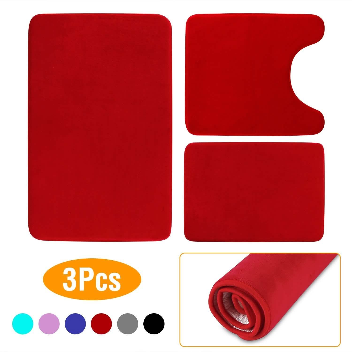 3-Piece Set: Bathroom Rug Set Plush Velvet Bath Carpet Bath - DailySale