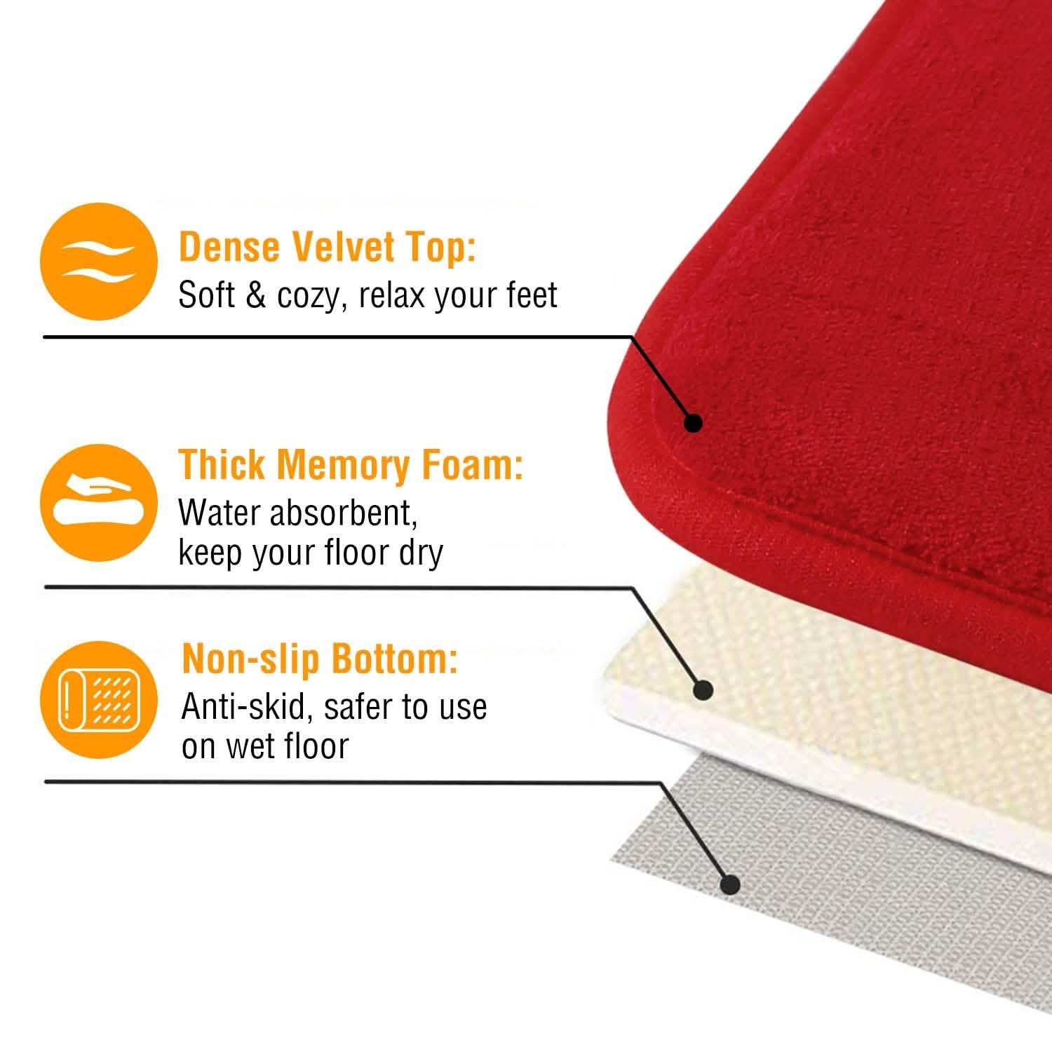 3-Piece Set: Bathroom Rug Set Plush Velvet Bath Carpet Bath - DailySale