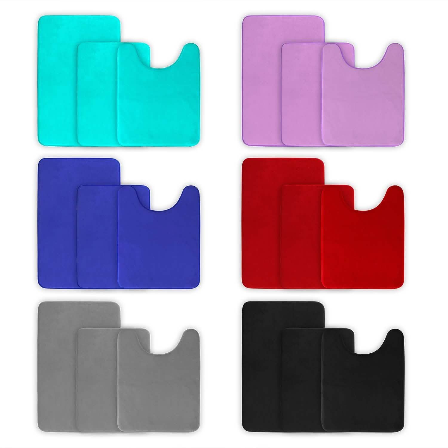 3-Piece Set: Bathroom Rug Set Plush Velvet Bath Carpet Bath - DailySale