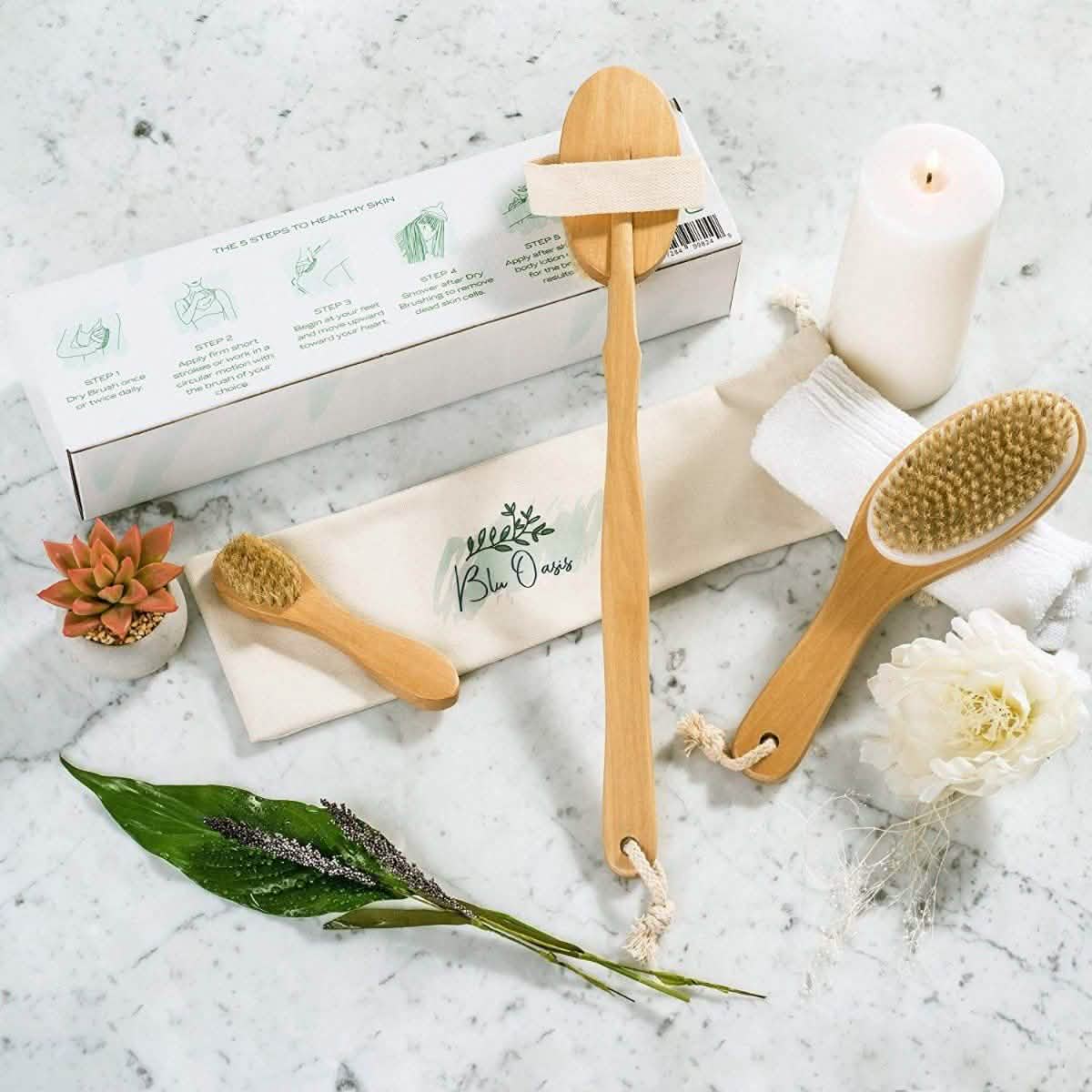 3-Piece Set: Blu Oasis Premium Dry Brushes with Travel Bag Beauty & Personal Care - DailySale