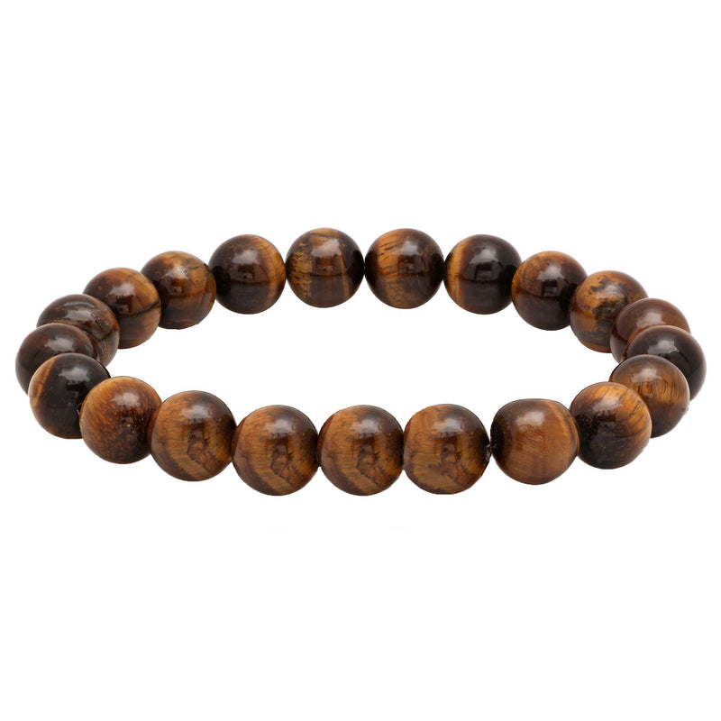 3-Piece Set: Brown Leather Stainless Steel & Genuine Tiger Eye Beaded Bracelet Set Bracelets - DailySale