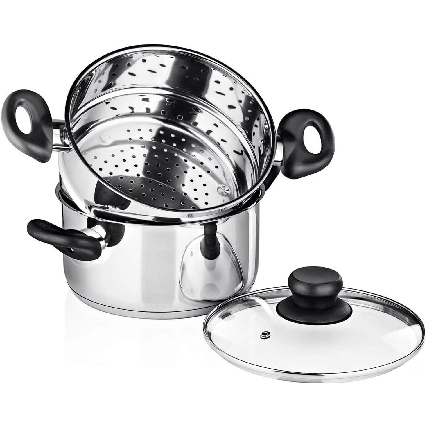 3-Piece Set: Chef's Star Stainless Steel Cookware 2 Quart Steamer Basket Set Kitchen & Dining - DailySale