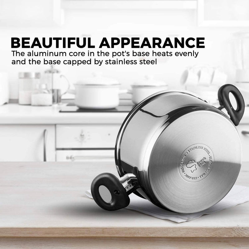3-Piece Set: Chef's Star Stainless Steel Cookware 2 Quart Steamer Basket Set Kitchen & Dining - DailySale