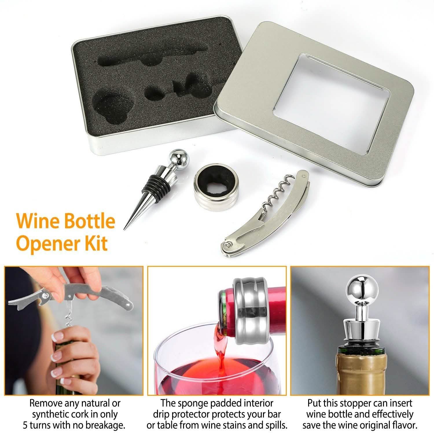 3-Piece Set: Corkscrew Bottle Opener Set Kitchen & Dining - DailySale
