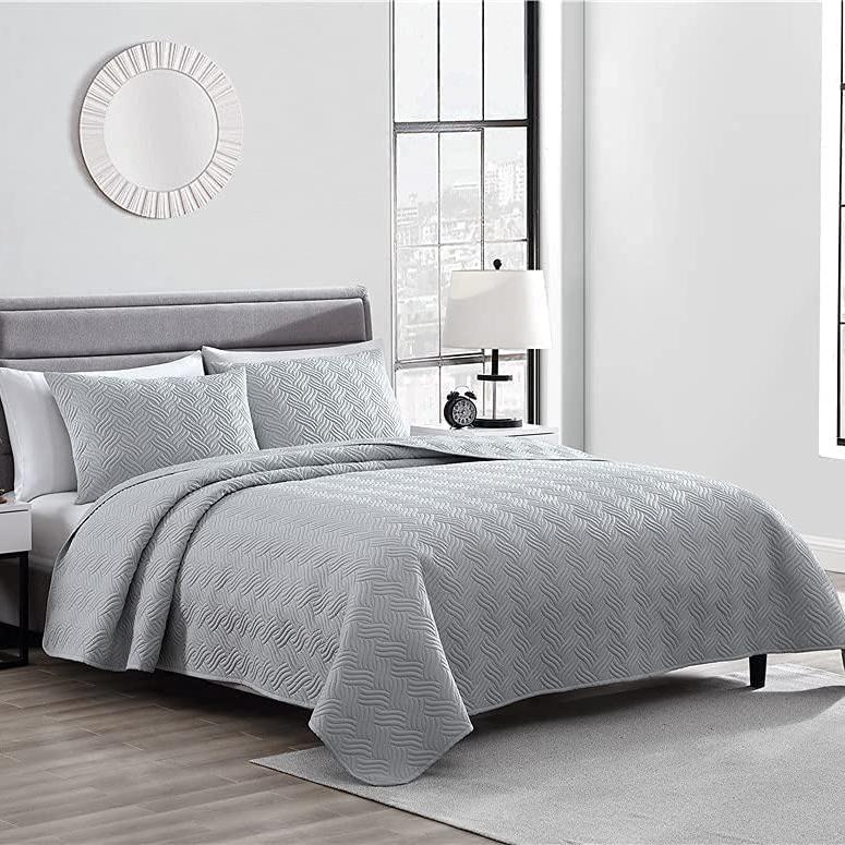 The Nesting Company Cedar Reversible Bed in a bag Bedding Collection in  Queen 7 Piece Stripe Comforter and Sheet Set in Gray and Navy