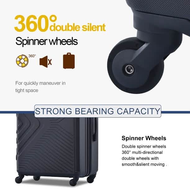 3-Piece Set: Hardshell Lightweight Suitcase with TSA Lock Spinner Wheels Bags & Travel - DailySale
