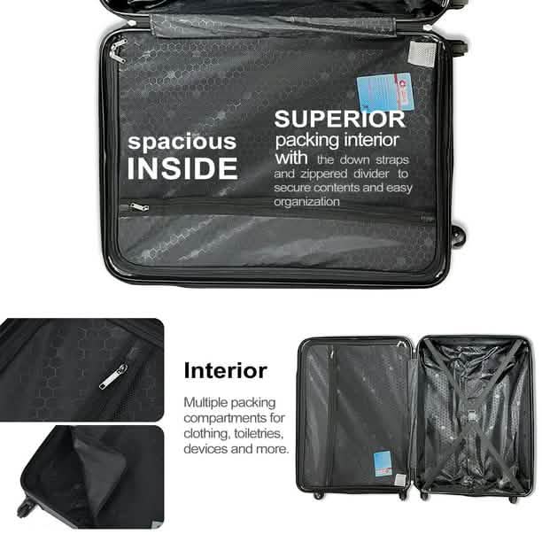 3-Piece Set: Hardshell Lightweight Suitcase with TSA Lock Spinner Wheels Bags & Travel - DailySale