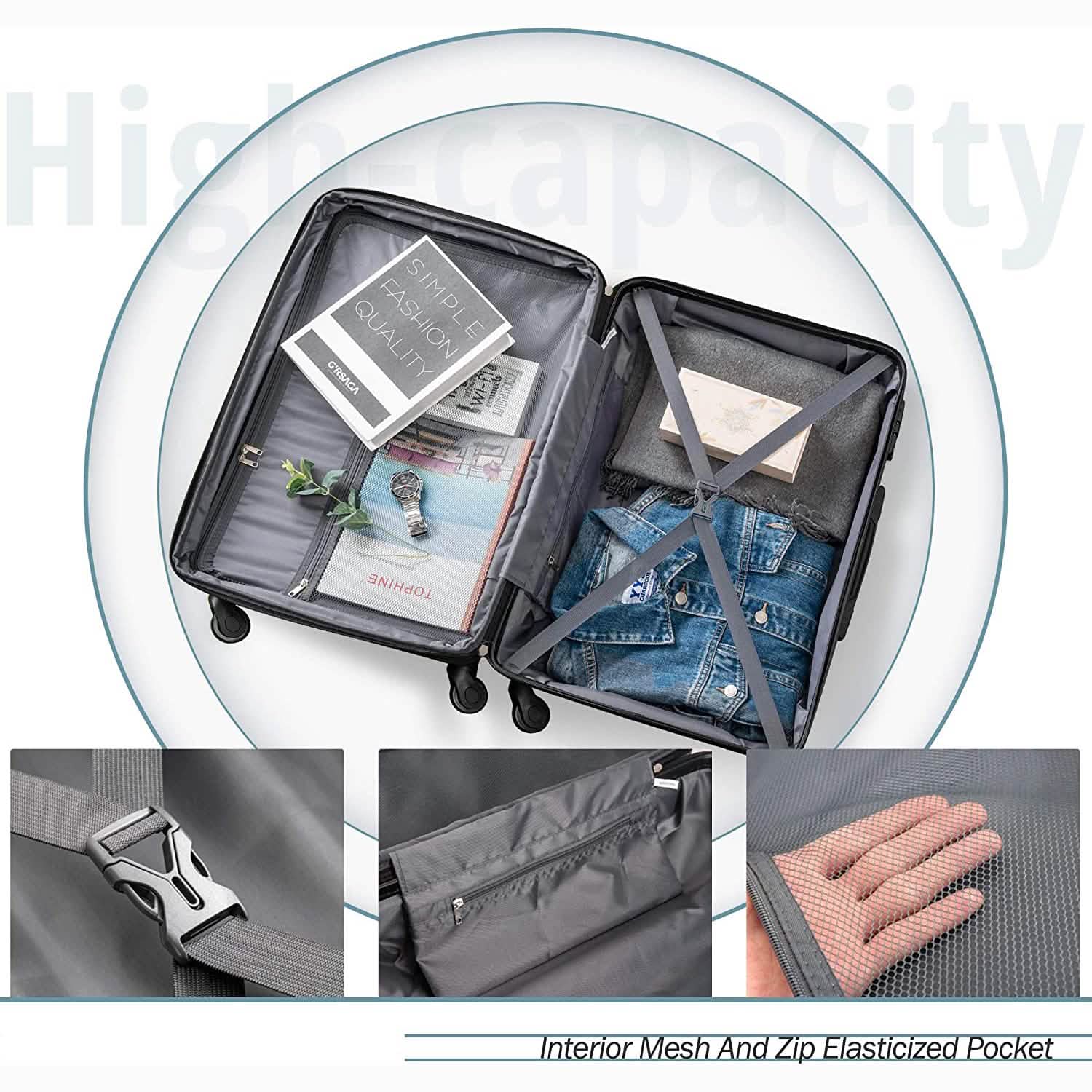 3-Piece Set: Lightweight Hard Luggage with Swivel Wheels and TSA Lock Bags & Travel - DailySale