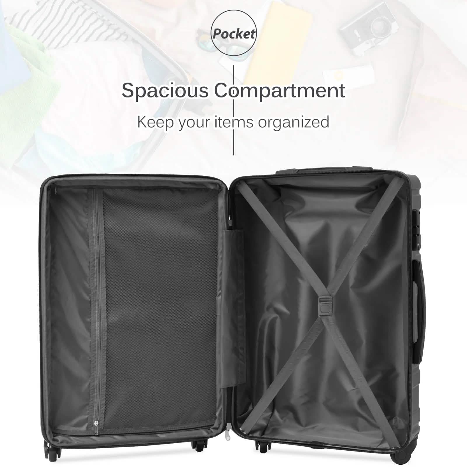 3-Piece Set: Luggage Set Hardside Spinner Suitcase With TSA Lock Bags & Travel - DailySale