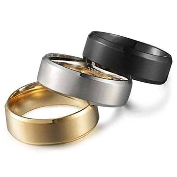 3-Piece Set: Men's Stainless Steel Comfort Fit Wedding Band Ring - Assorted Sizes Men's Apparel - DailySale