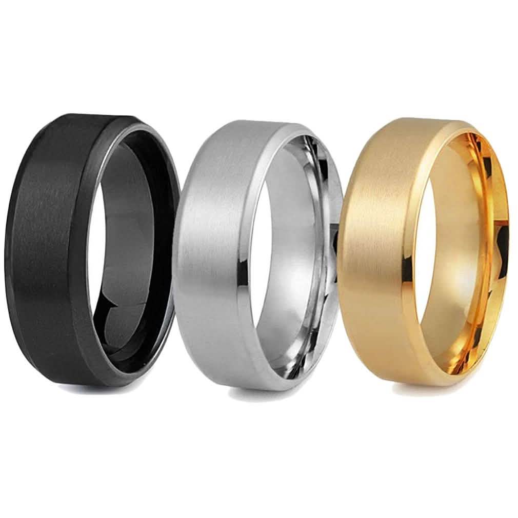 3-Piece Set: Men's Stainless Steel Comfort Fit Wedding Band Ring Men's Apparel 12 - DailySale