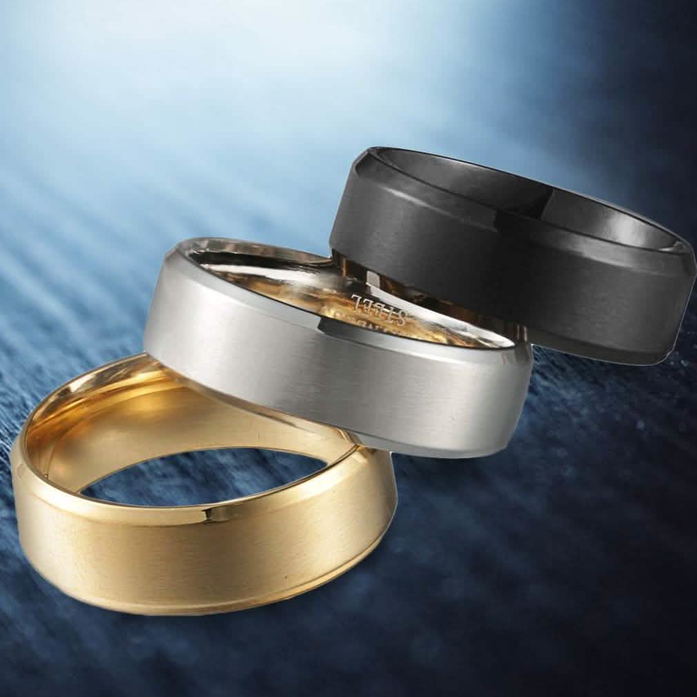 3-Piece Set: Men's Stainless Steel Comfort Fit Wedding Band Ring Men's Apparel - DailySale