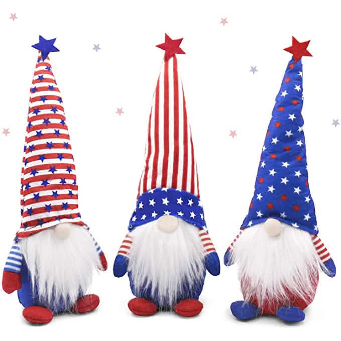 3-Piece Set: Patriotic Gnome Plush Standing Statues Holiday Decor & Apparel - DailySale