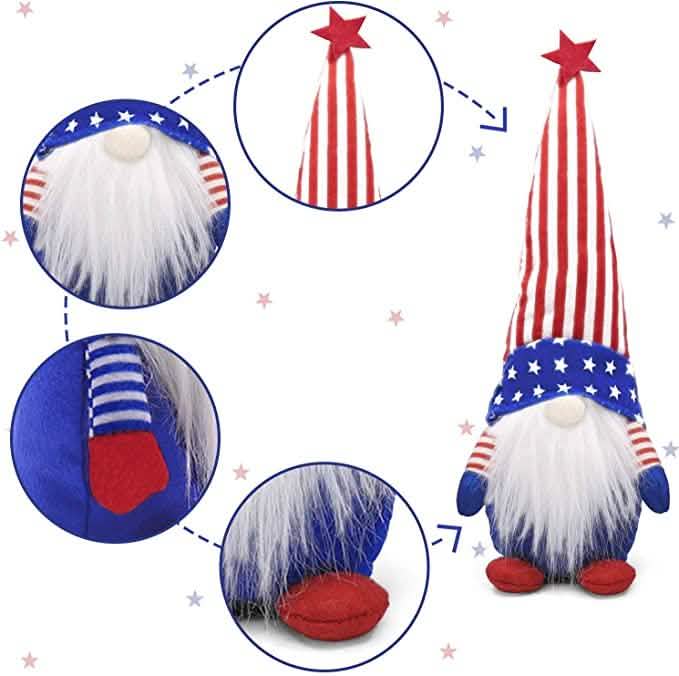3-Piece Set: Patriotic Gnome Plush Standing Statues Holiday Decor & Apparel - DailySale
