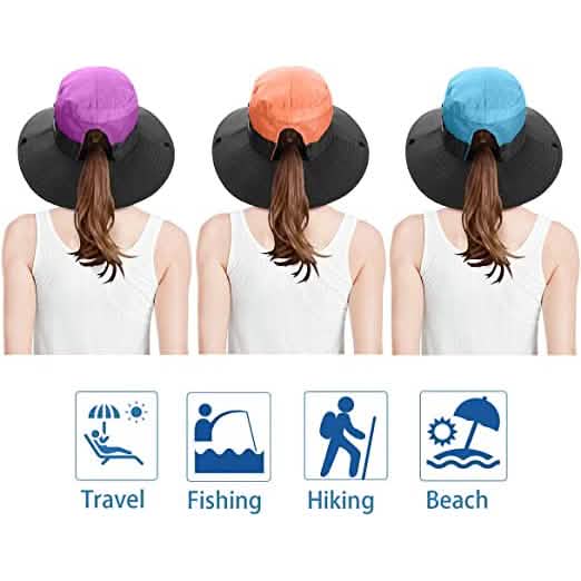 3-Piece: Women's Ponytail Wide Brim Sun Hat Women's Shoes & Accessories - DailySale