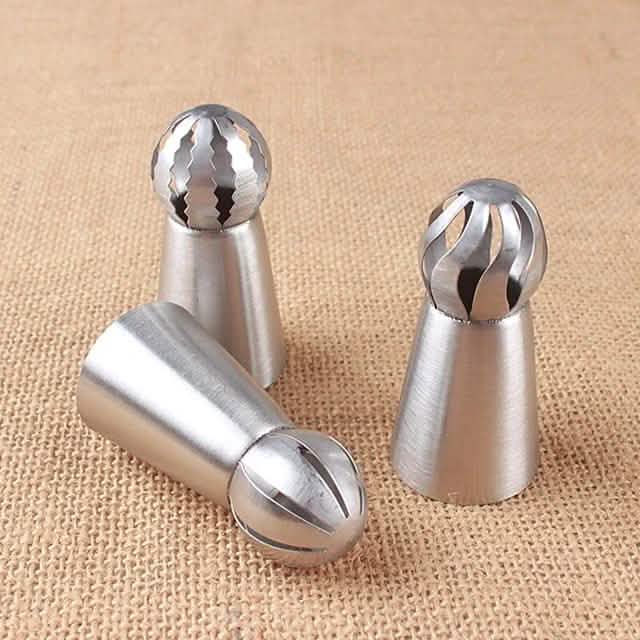 3-Pieces: Russian Stainless Steel Tips Tulip Sphere Whip Cream Buttercream Icing Piping Nozzles Kitchen & Dining - DailySale