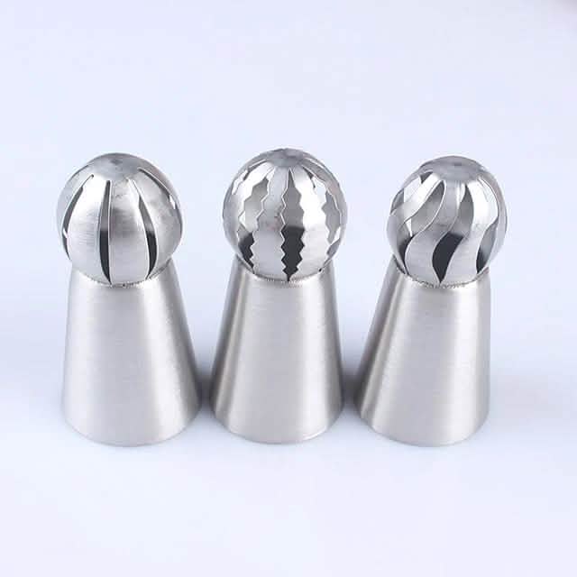 3-Pieces: Russian Stainless Steel Tips Tulip Sphere Whip Cream Buttercream Icing Piping Nozzles Kitchen & Dining - DailySale