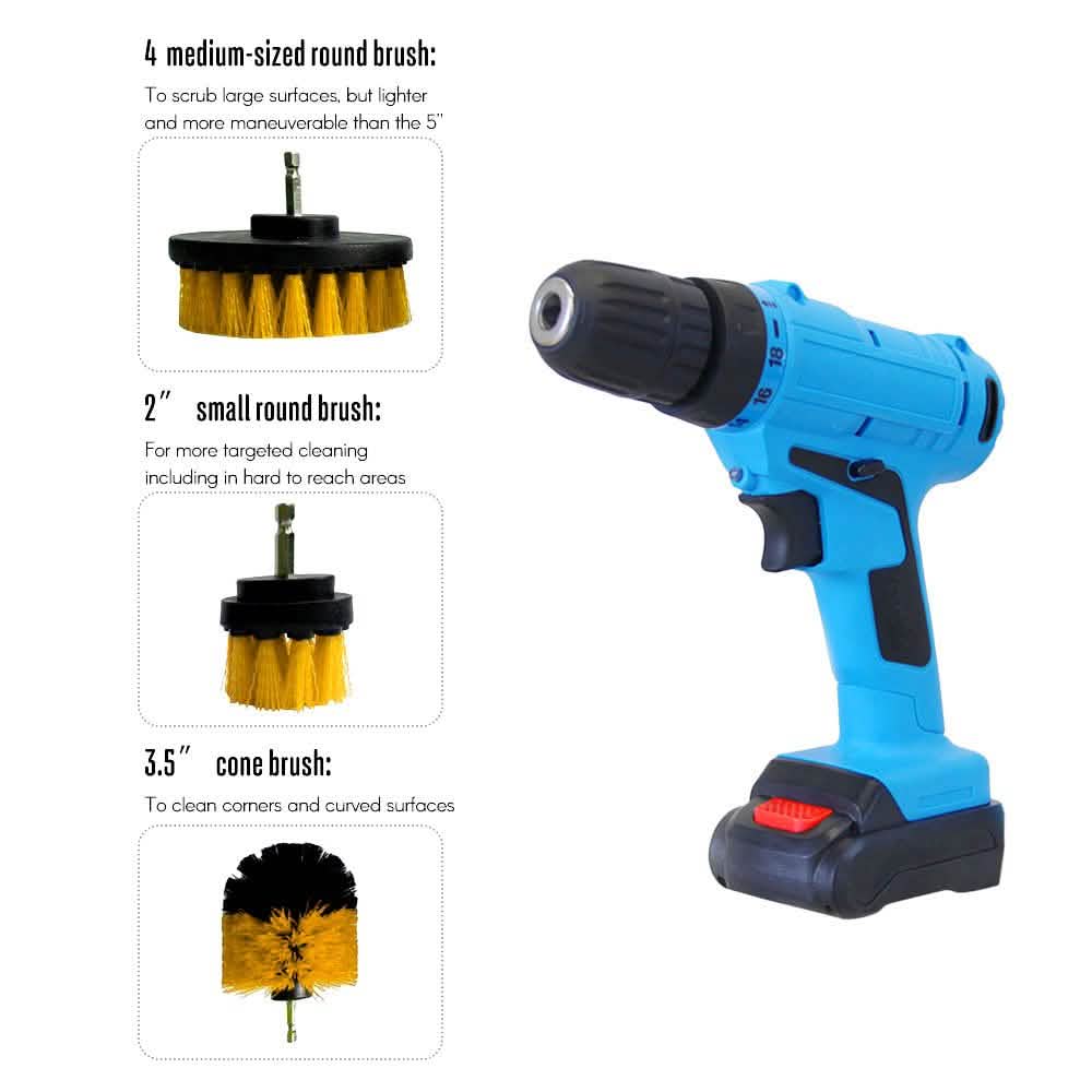 3-Pieces Set: Power Scrubber Brush Set Drill Scrubber Cleaning Brush Home Improvement - DailySale