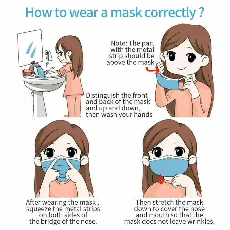 3-Ply Disposable Masks Medical Sanitary Surgical Earloop Face Mask Lot Wellness & Fitness - DailySale