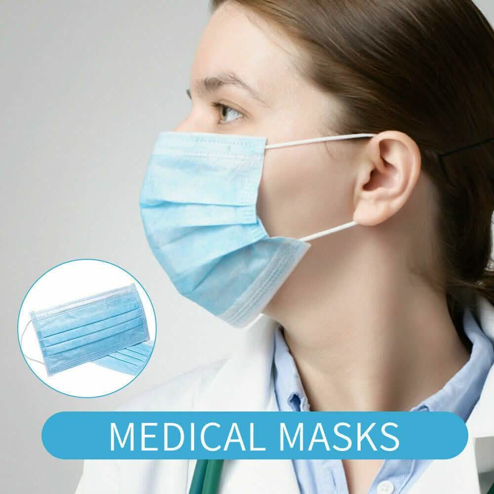 3-Ply Disposable Masks Medical Sanitary Surgical Earloop Face Mask Lot Wellness & Fitness - DailySale