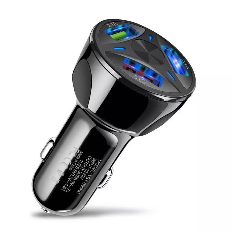 3-Port LED Car Charger Automotive Black - DailySale
