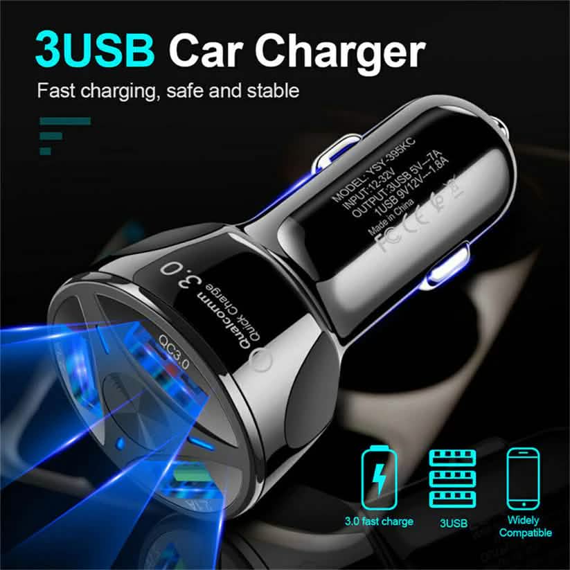 3-Port LED Car Charger Automotive - DailySale