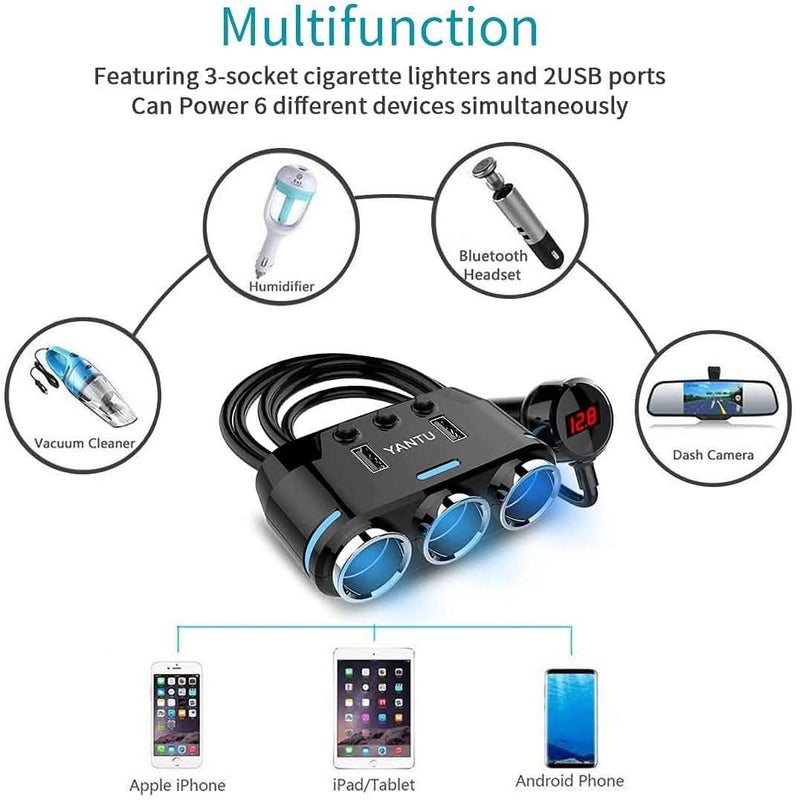 3 Socket Cigarette Lighter Splitter Automotive - DailySale