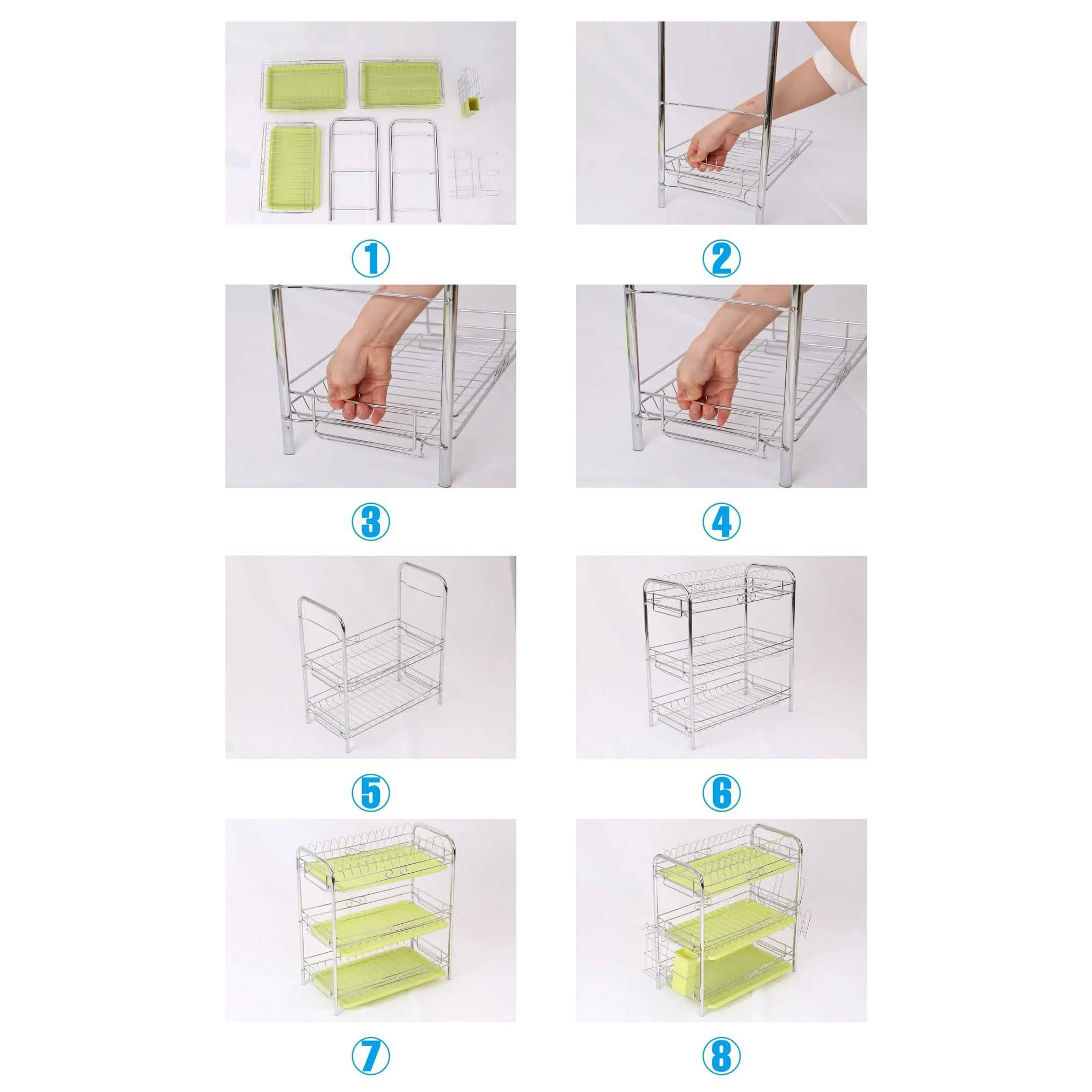 3 Tier Dish Drying Rack Drainer Kitchen Storage Board Cutlery Cup Shelf Kitchen & Dining - DailySale