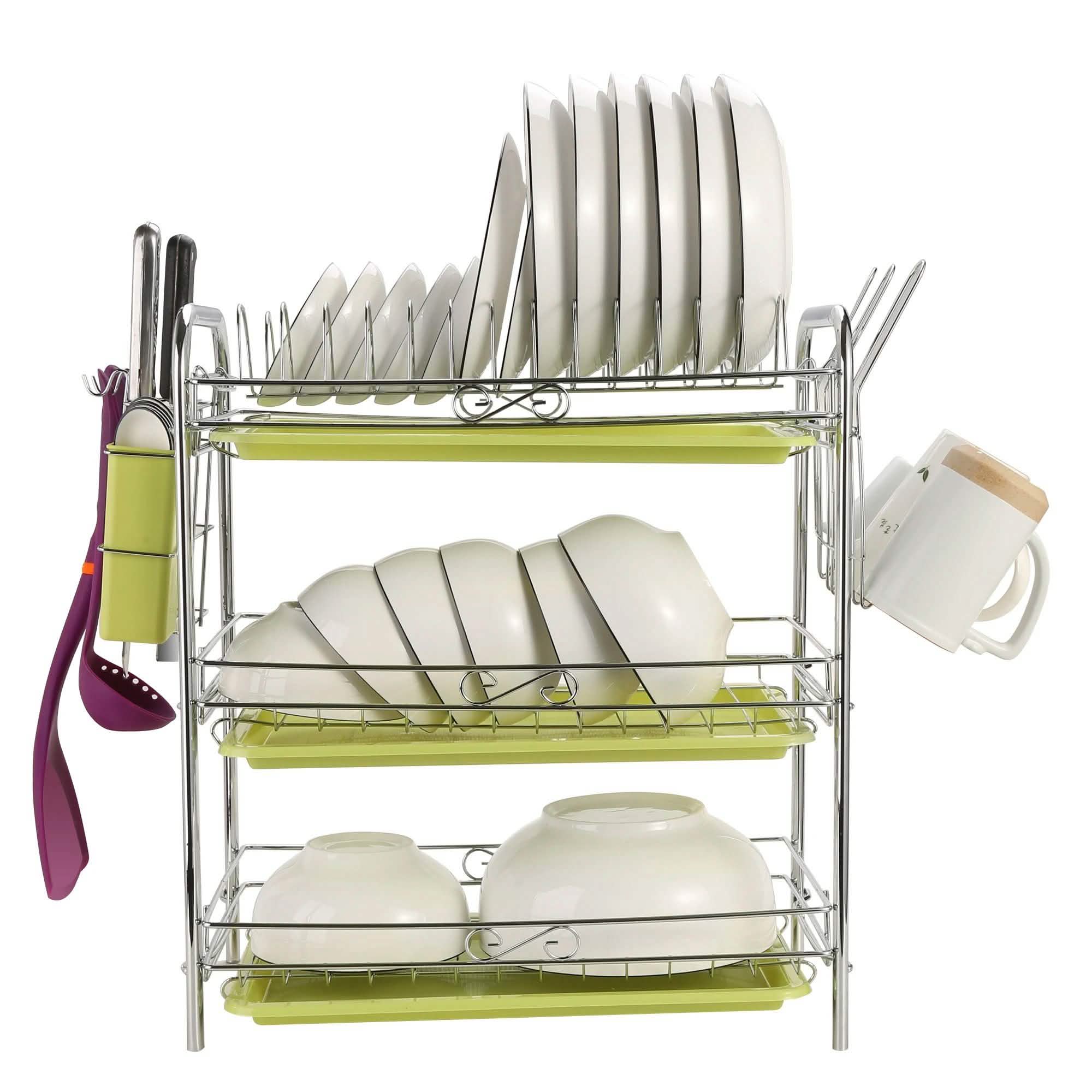 3 Tier Dish Drying Rack Drainer Kitchen Storage Board Cutlery Cup Shelf Kitchen & Dining - DailySale